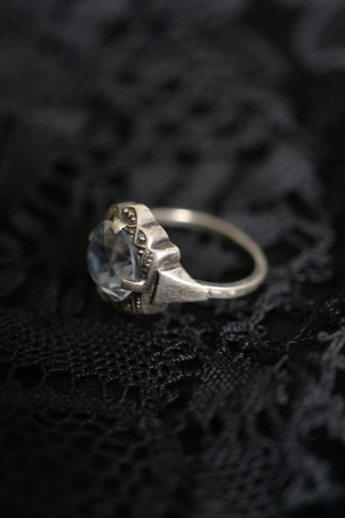 Antiker Art Deco Ring mit Aquamarin – 835 Silber (1920s)