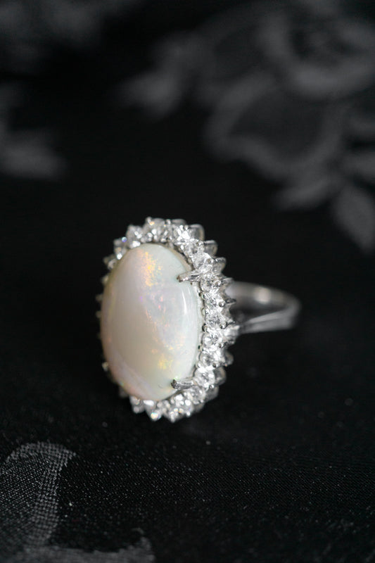Vintage Silberring mit Opal – 925 Sterling Silber