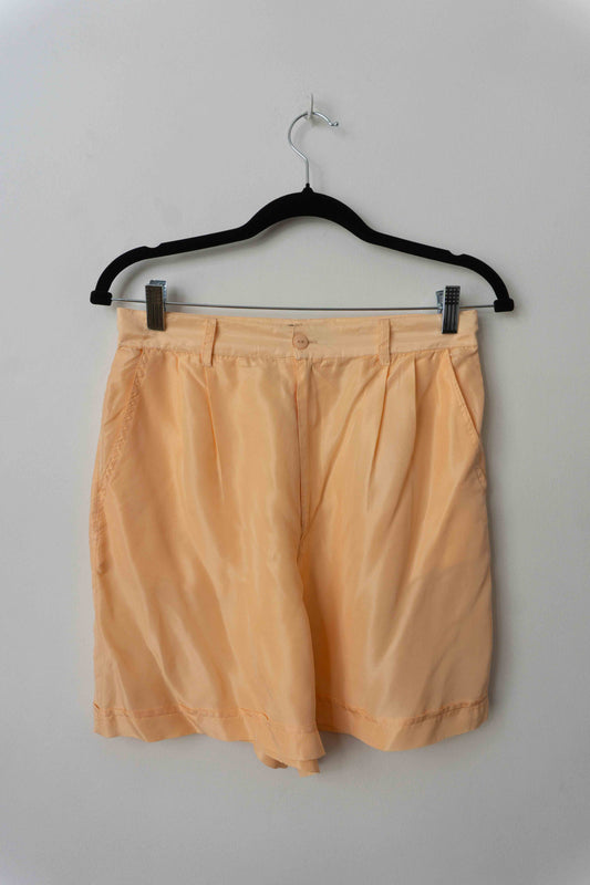 Vintage Seiden Shorts Apricot – 80s Silk High Waist Shorts, XS–M theplaincircle vintage