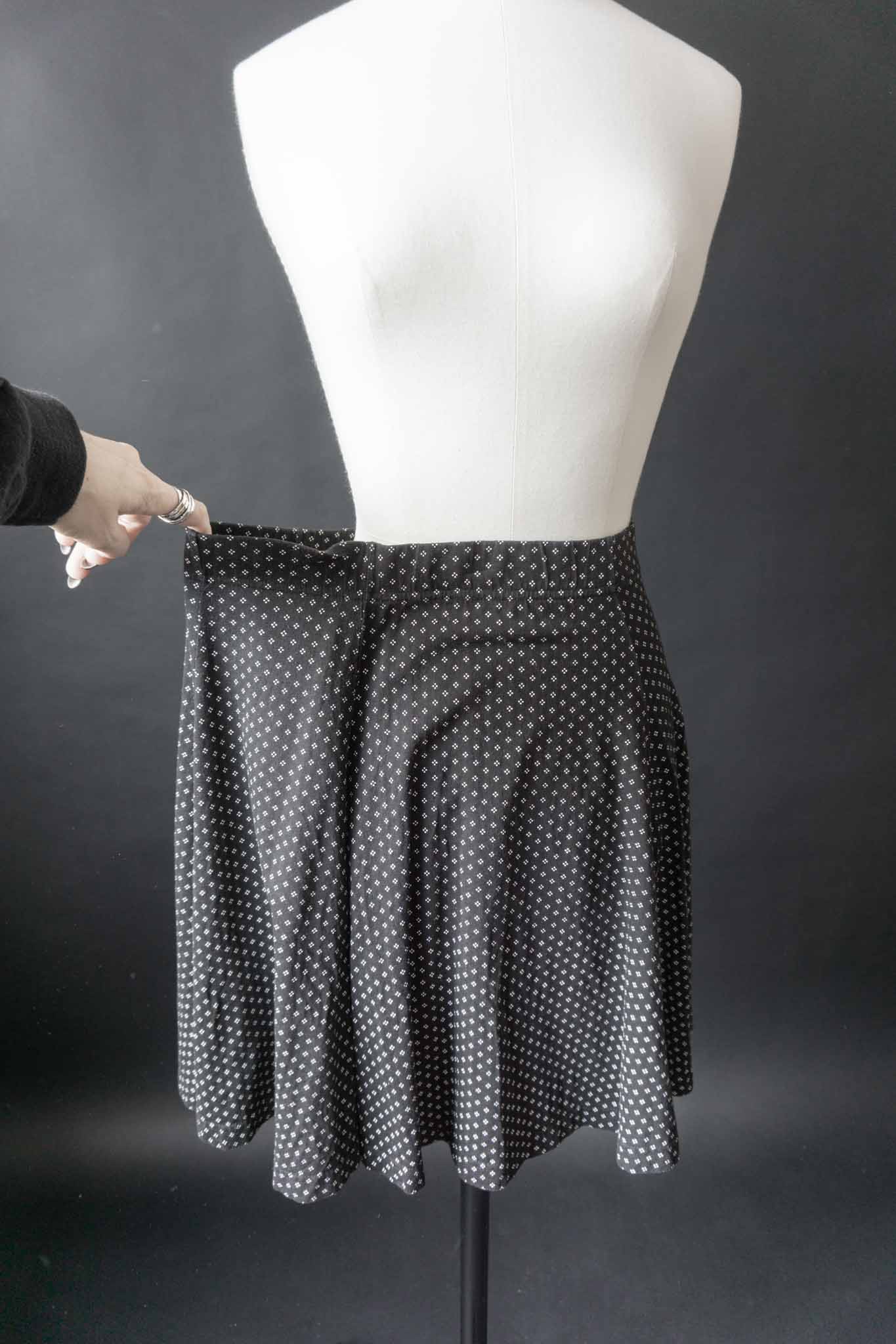Vintage René Derhy Rock schwarz mit weißem Muster