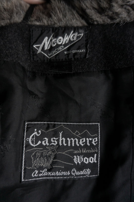 80s vintage Nicowa Wollmantel Fake Fur