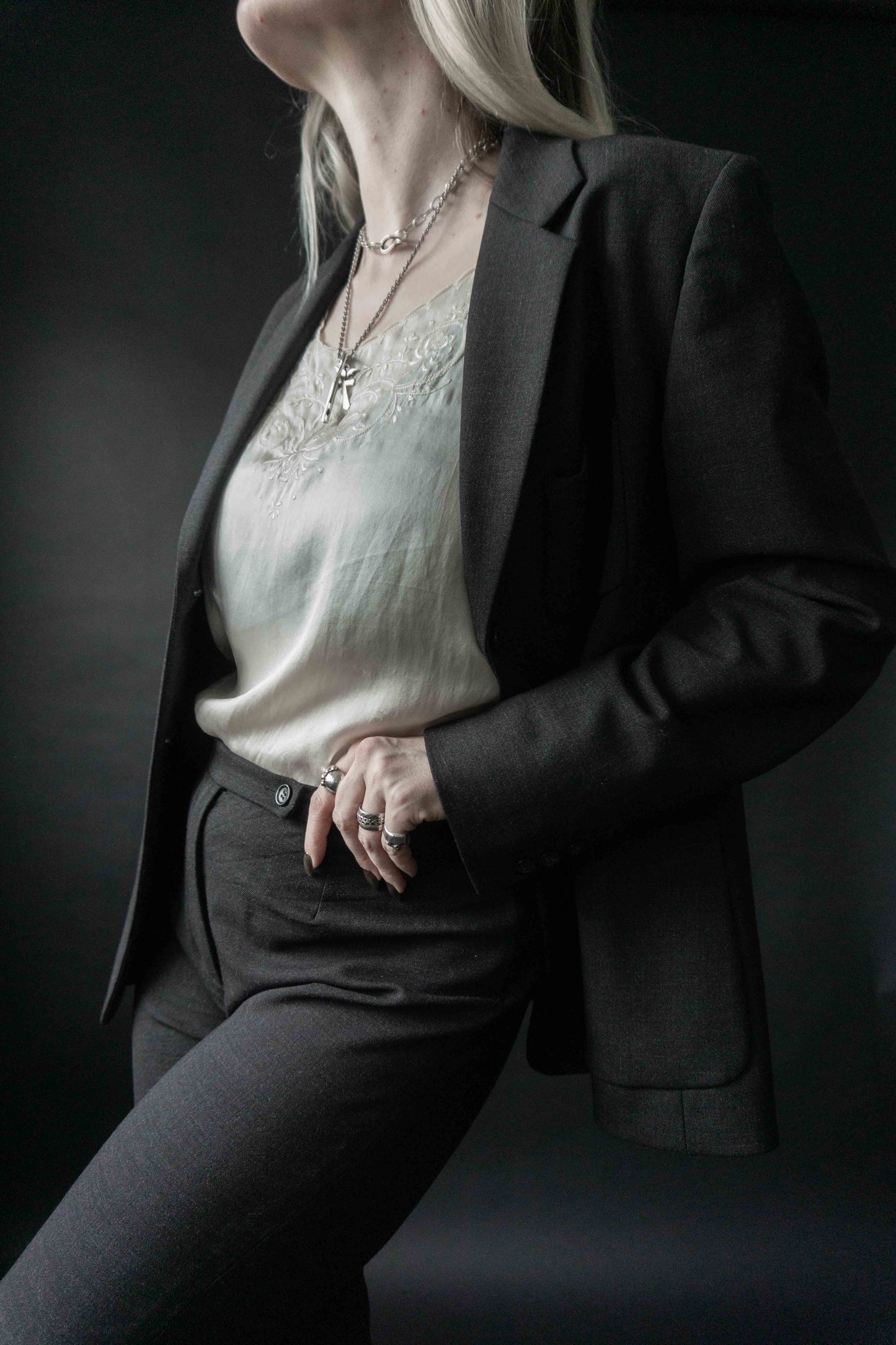 Shirt aus 100% Seide in Creme aus den 50ern