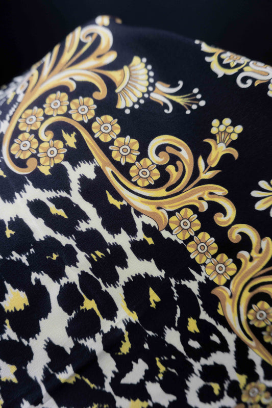 Vintage Seidentuch mit Leoparden- & Rankenmuster theplaincircle vintage