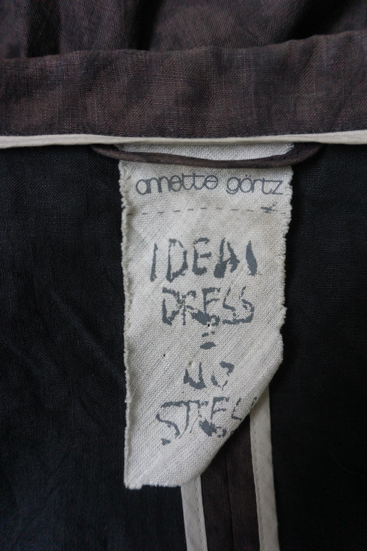 Annette Goertz Vintage Jacke aus Leinen, braun-schwarz mit Marmormuster & Gürtel