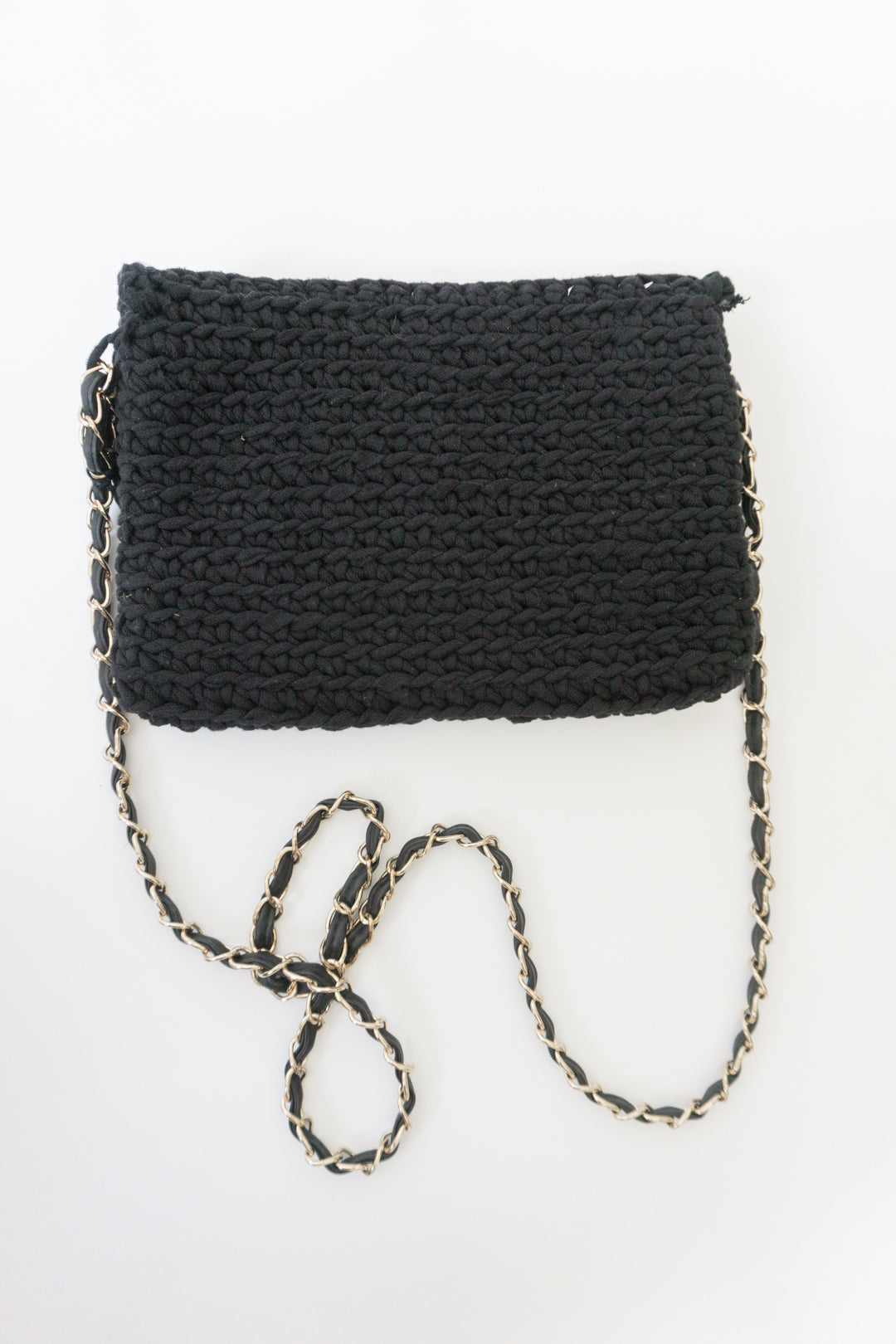 70s Tasche Crochet Schwarz - Vintage Tasche im Chanel Look