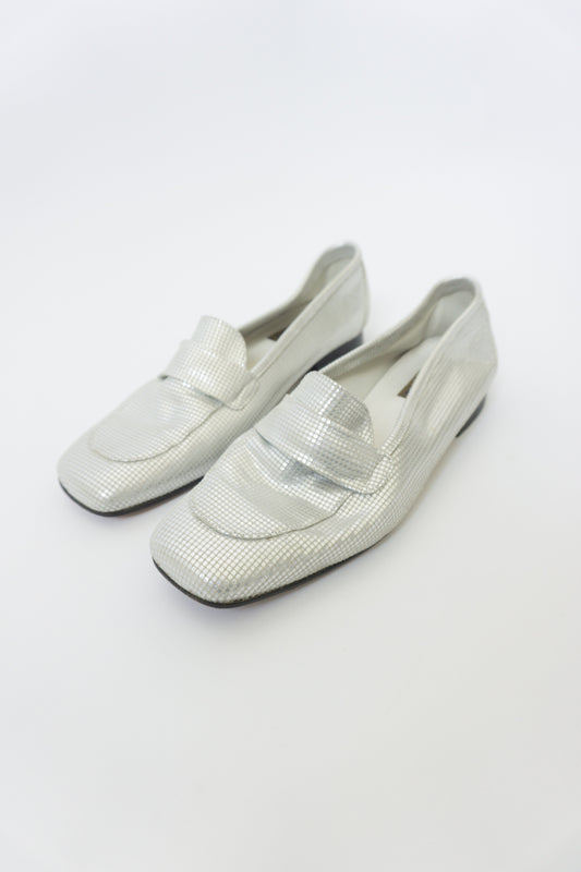 Loafer Leder Silber 39,5 - theplaincircle vintage