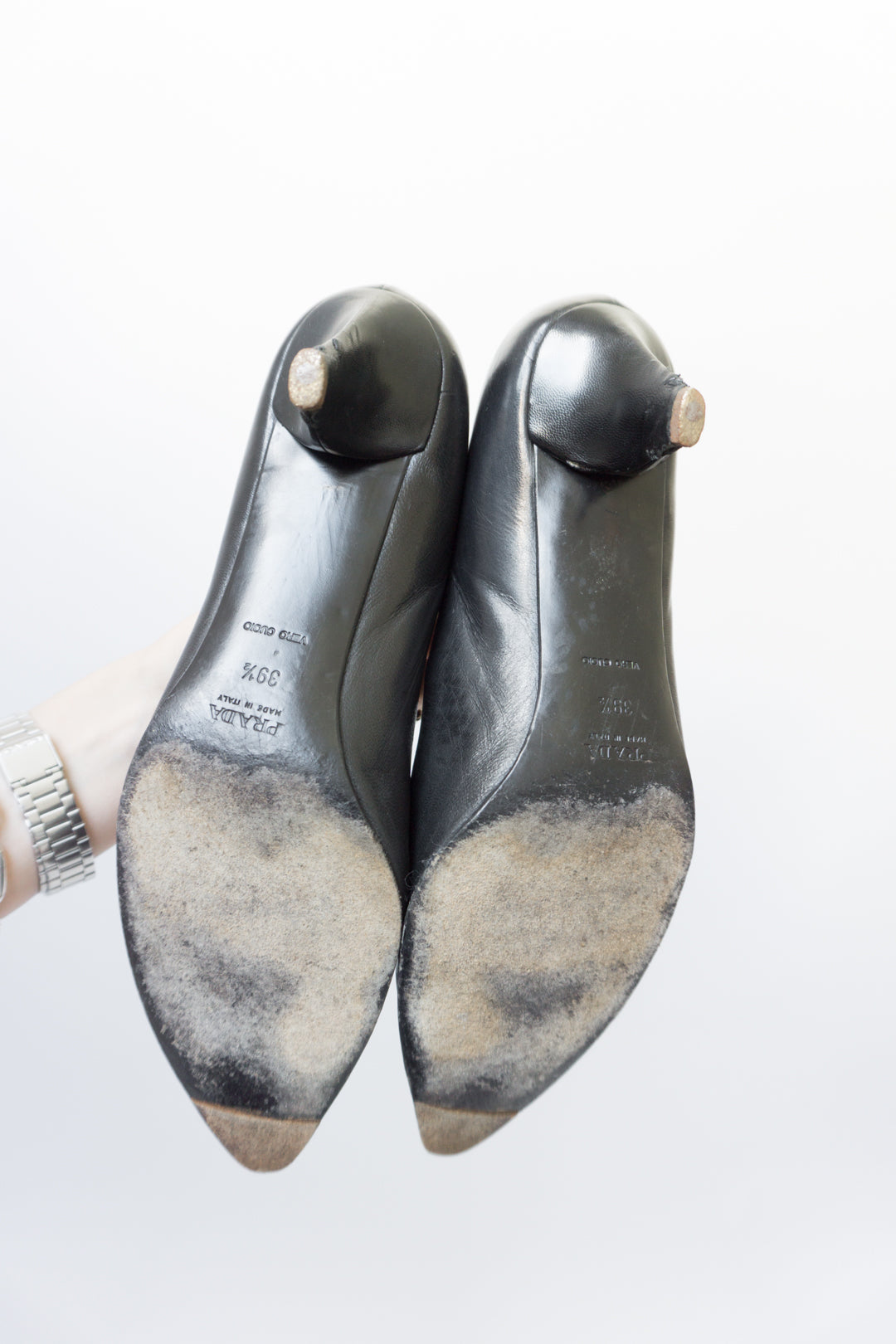 PRADA Pumps Leder Schwarz 39,5 - theplaincircle vintage