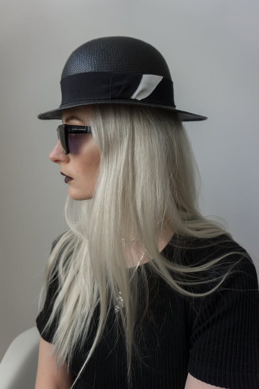 Strohhut Schwarz, 54 - theplaincircle vintage