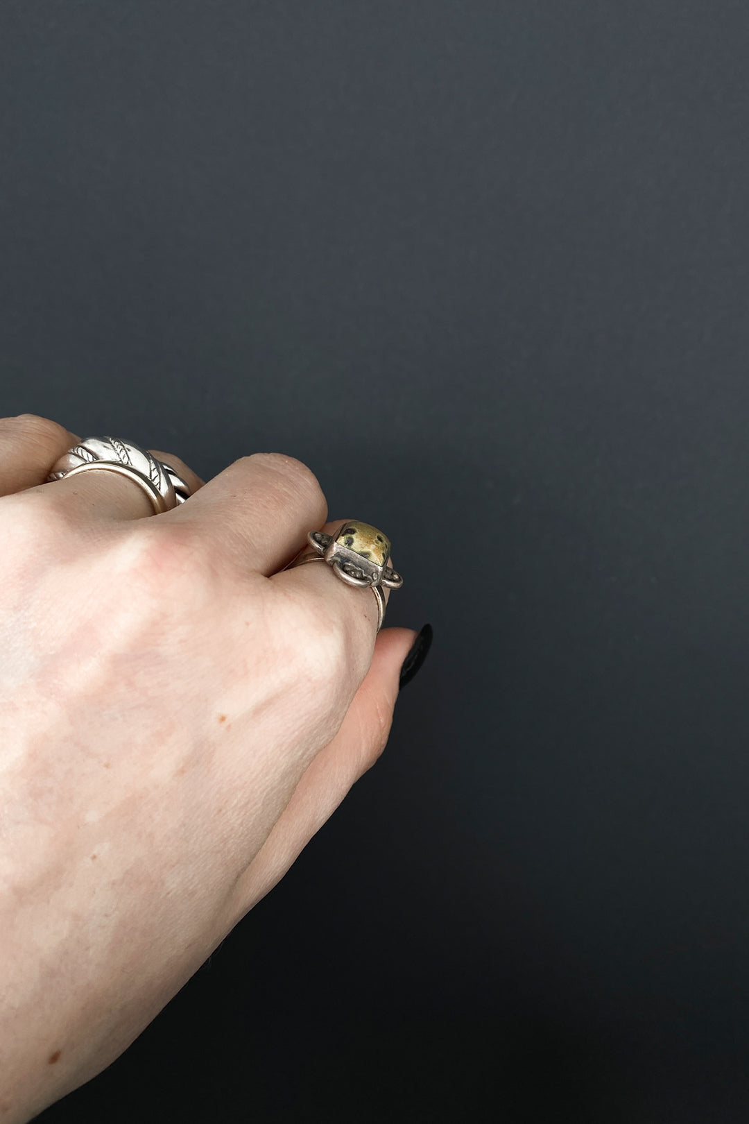 Ring 925 Sterling Silber Jaspis - theplaincircle vintage