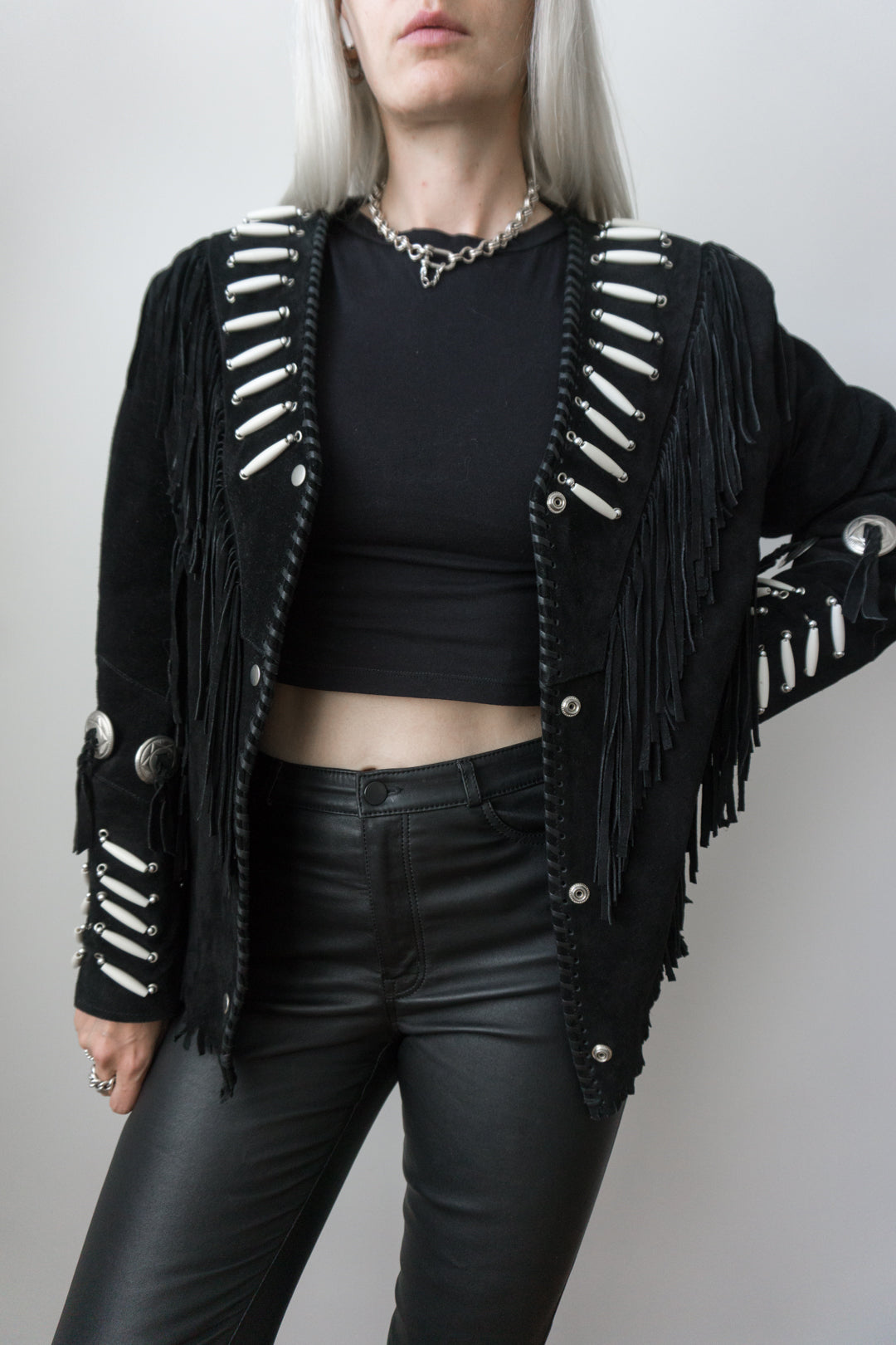 Lederjacke Western Fransen - theplaincircle vintage