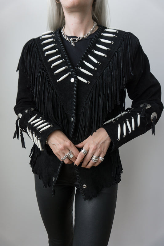 Lederjacke Western Fransen - theplaincircle vintage
