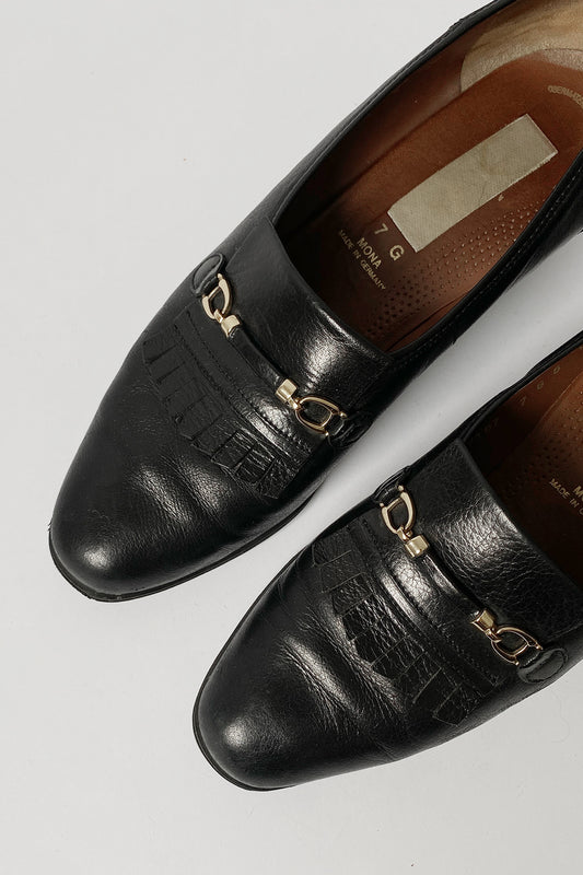 Slipper Leder Schwarz 41 - theplaincircle vintage