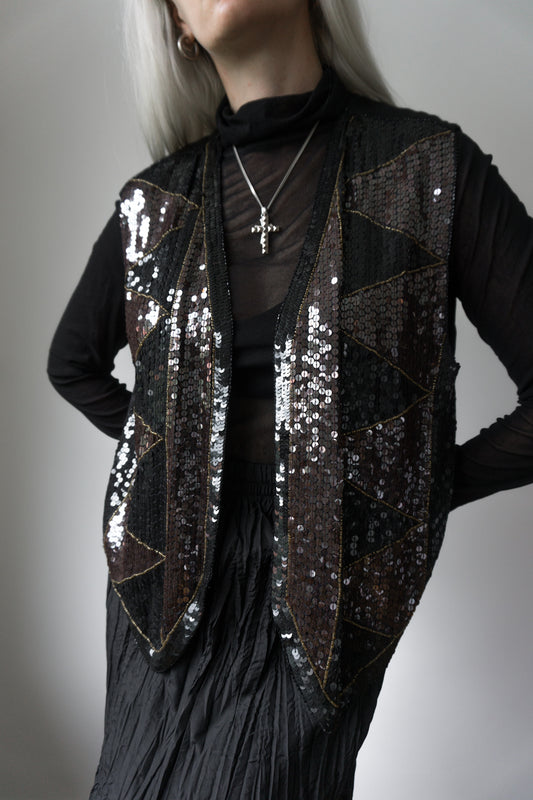 Weste Pailetten 80s - theplaincircle vintage