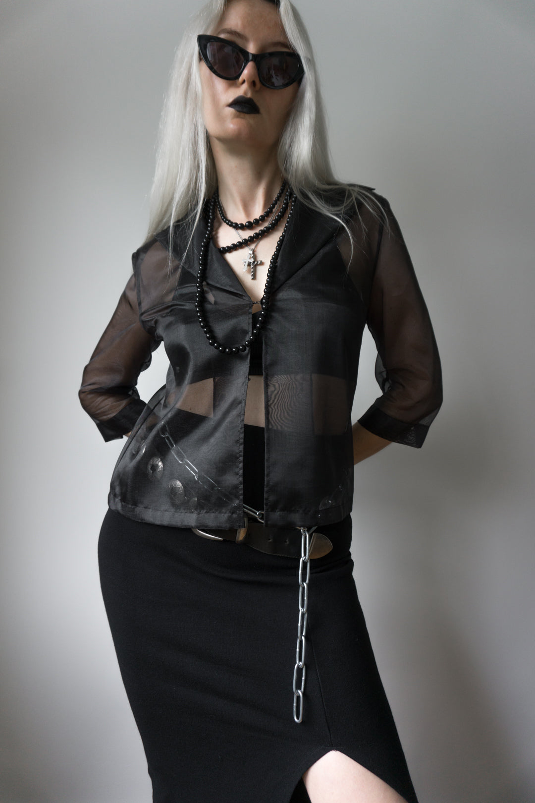 Witchy Bluse Transparent Schwarz - theplaincircle vintage