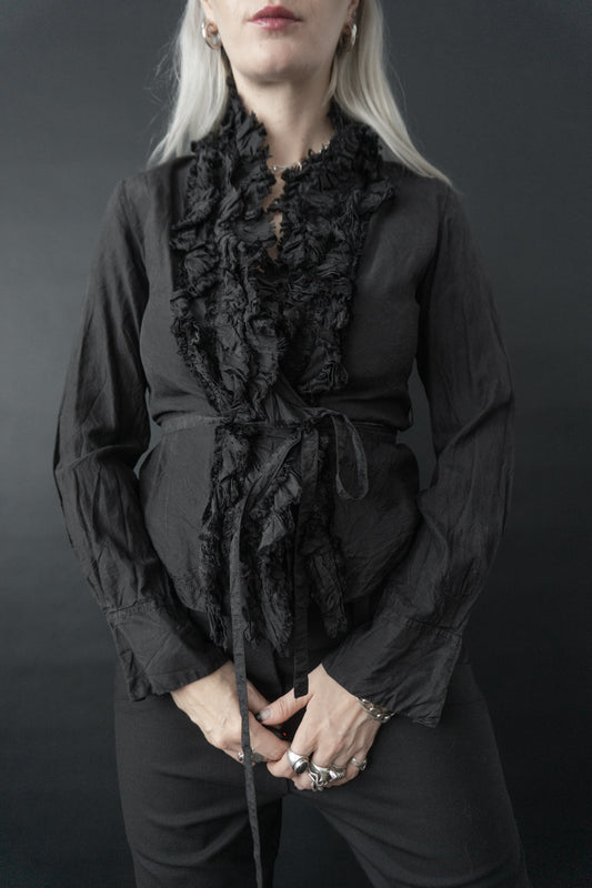 Witchy Bluse Rüschen Seide - theplaincircle vintage