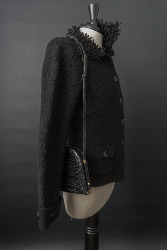 Ledertasche Schwarz Kroko - theplaincircle vintage