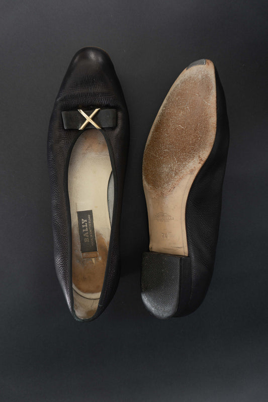 Bally Ballerinas Schwarz 40,5 - theplaincircle vintage
