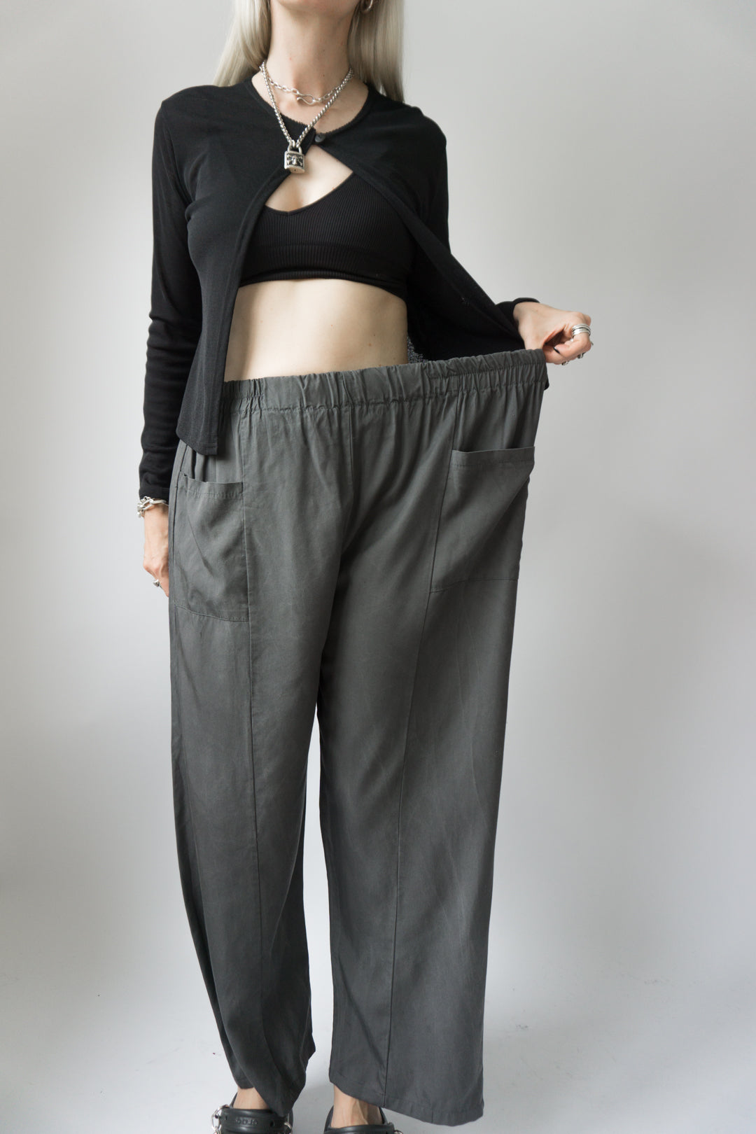 Hose Washed Grey Tencel - theplaincircle vintage