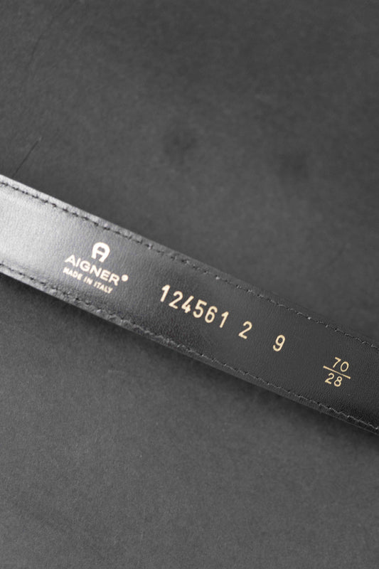 Schwarzer Vintage Gliedergürtel von Aigner mit goldener Hardware