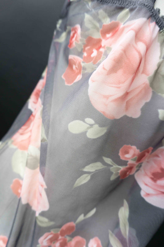 Vintage Mesh-Top mit Rosenmuster, XS–M theplaincircle vintage