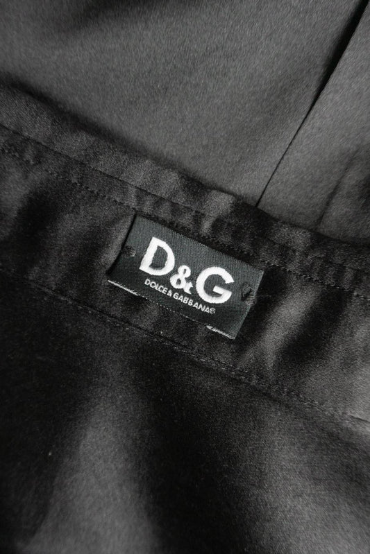 Vintage Dolce & Gabbana Bluse aus schwarzer Seide mit Spitze und Perlmuttknöpfen