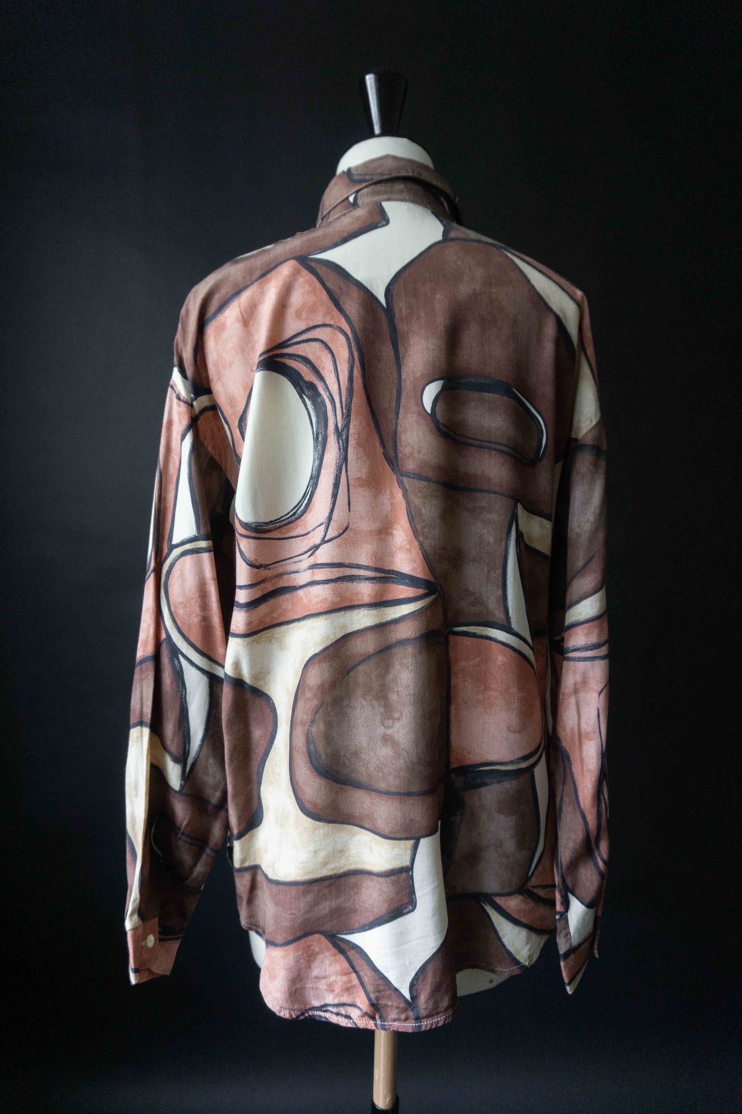 80s Bluse Crazy Pattern Fließende Viskose