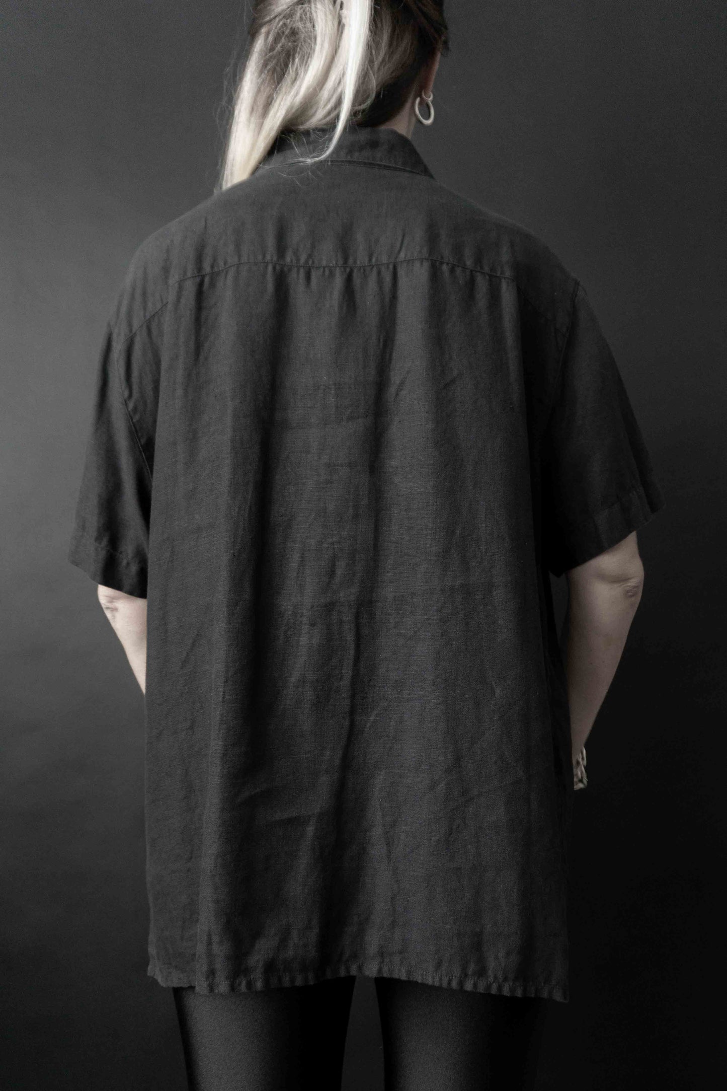 Vintage Leinenbluse Sommer Basic Perlmuttknöpfe