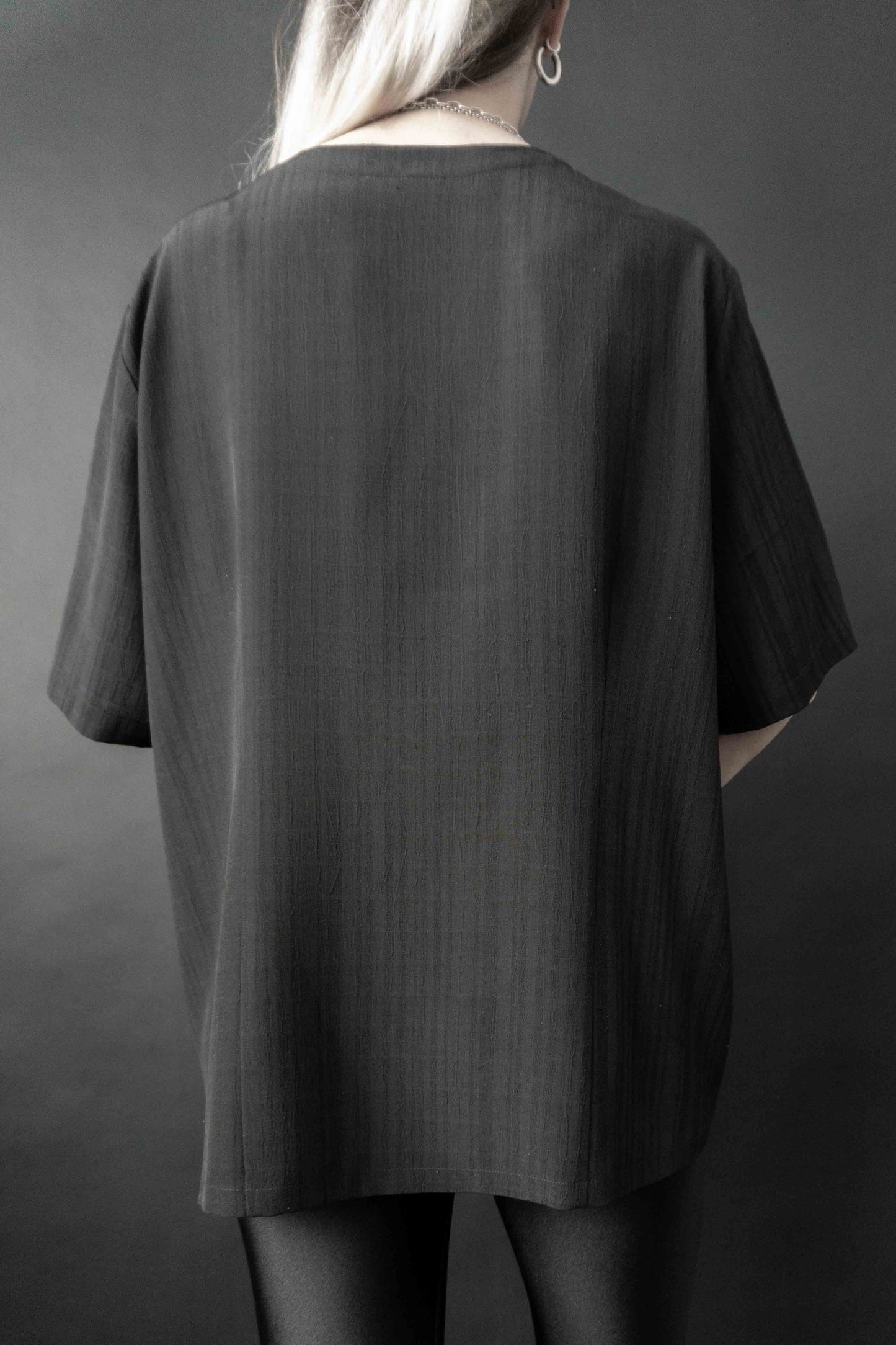 Oversized schwarze Basic Bluse Vintage