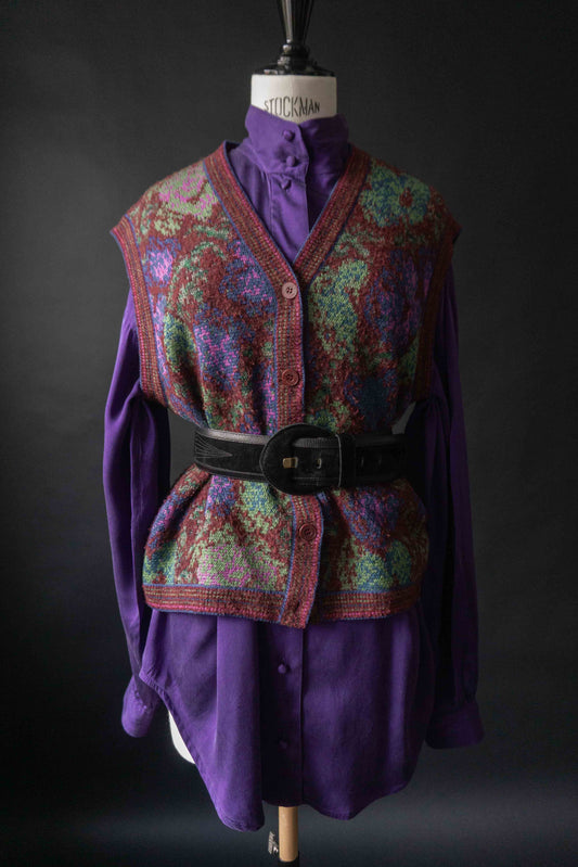 Vintage Oversized Bluse Seide Violett, M–L theplaincircle vintage