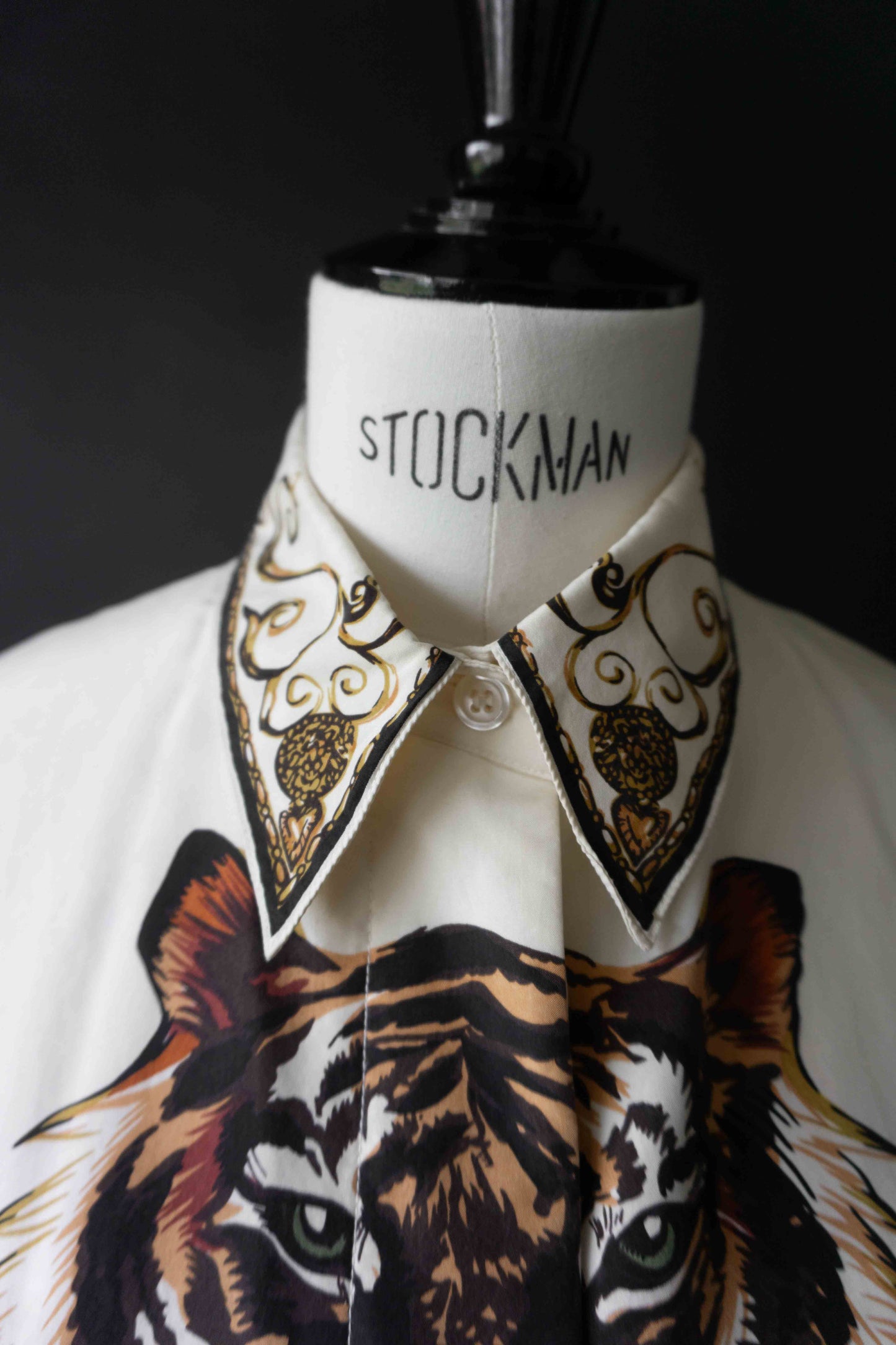 80s Vintage Bluse Seide Tiger Motiv