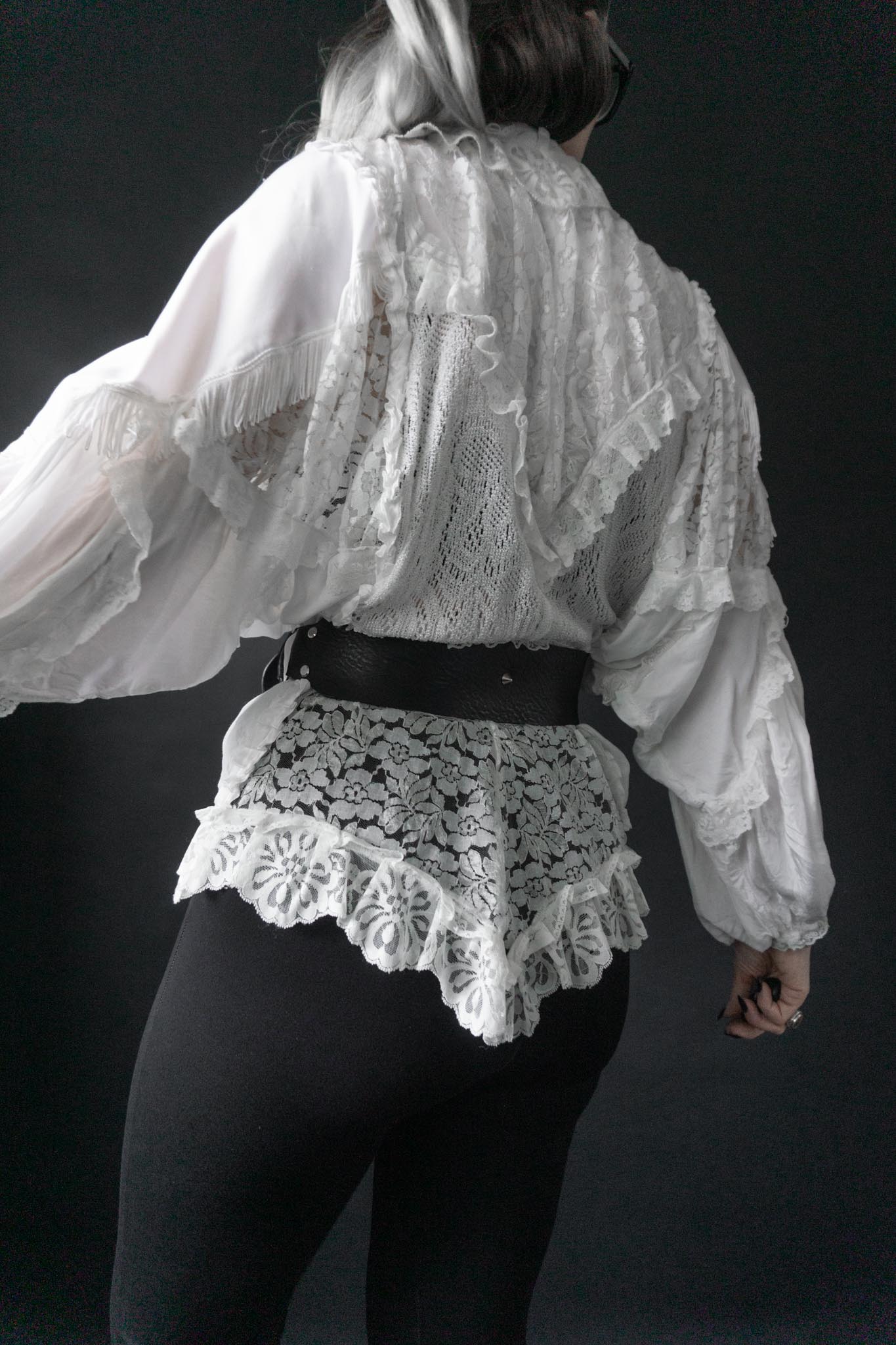 Vintage 70s Bluse weiß Spitze