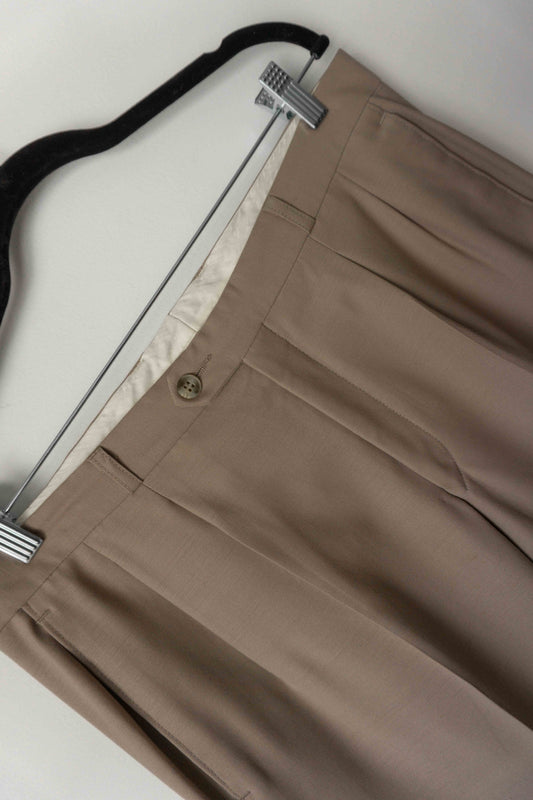 Beige Rosner Vintage Wollhose mit Bundfalten