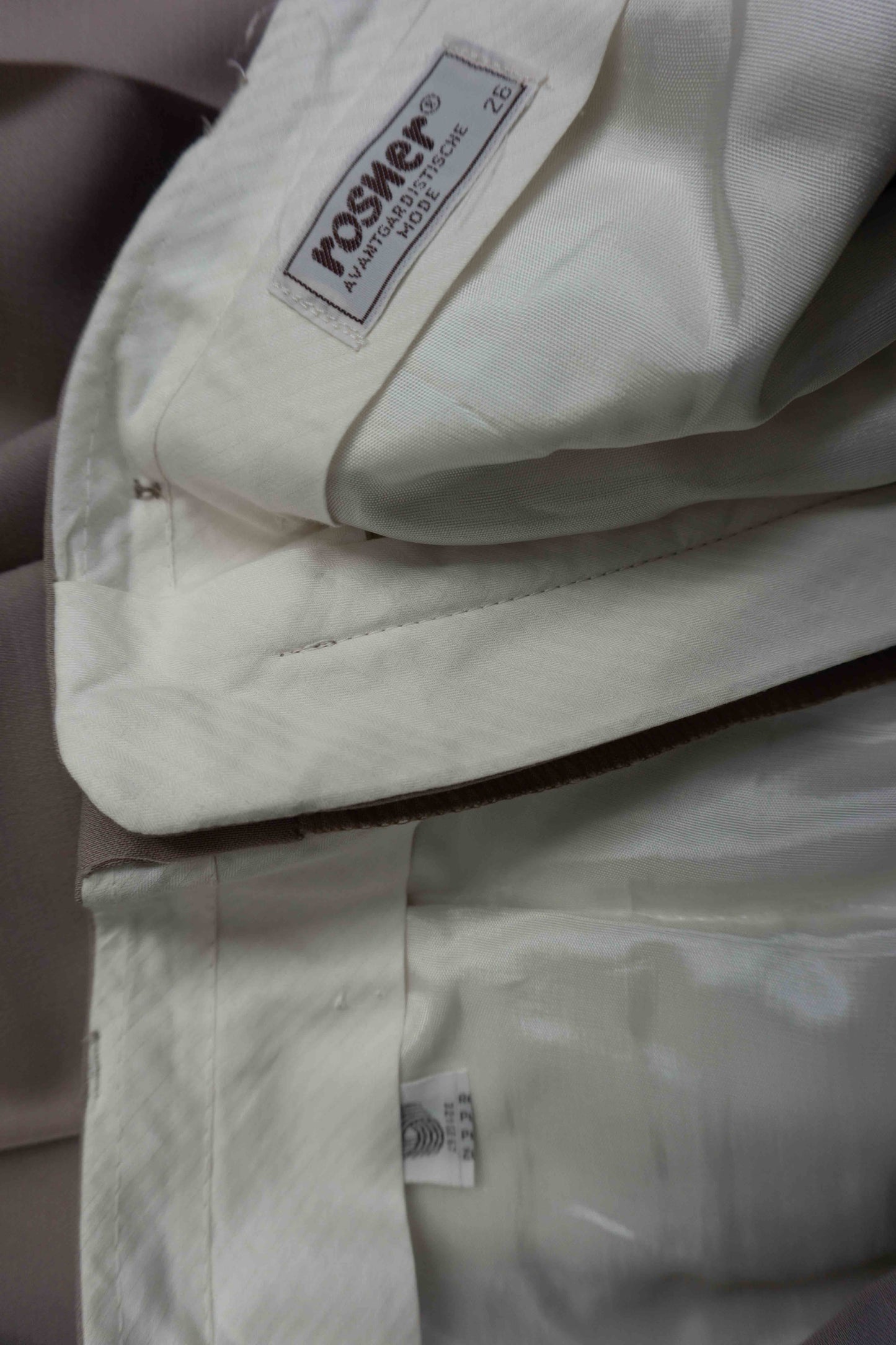 Beige Rosner Vintage Wollhose mit Bundfalten