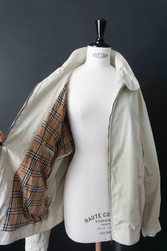 Beiger Vintage Burberry Blouson Jacke Nova Check Beige – Damen & Herren