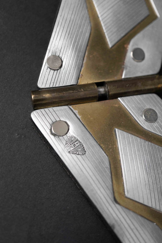 Vintage Ledergürtel mit Metallelementen, schwarz