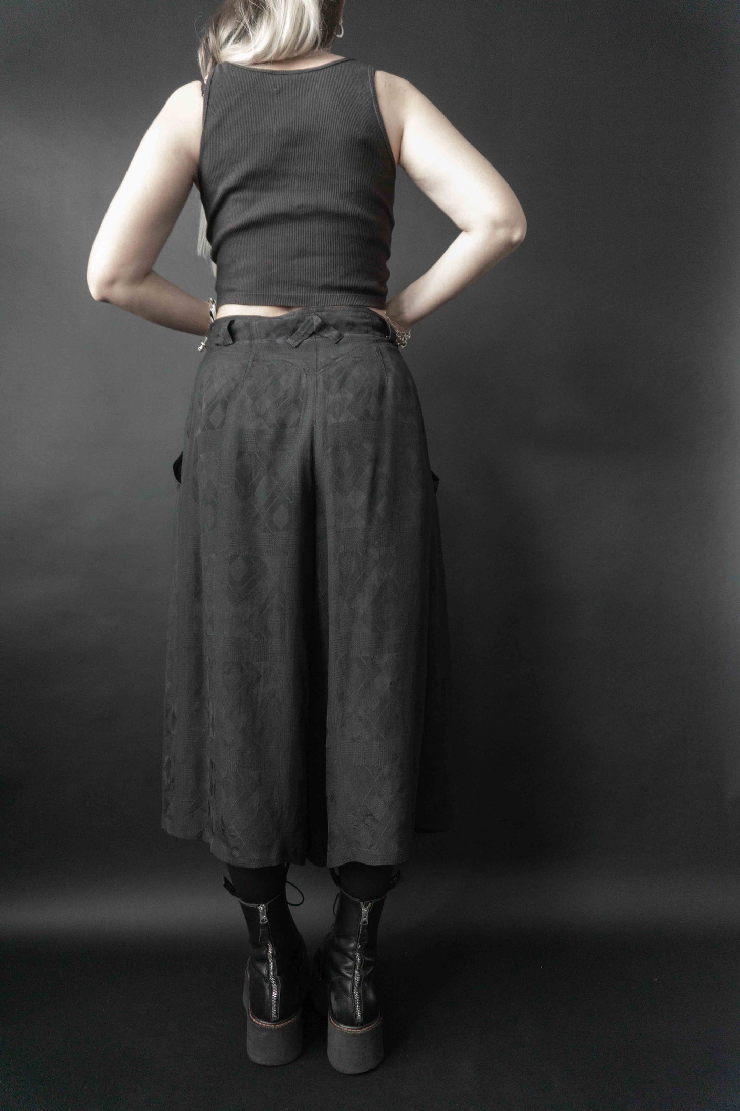 Vintage Culotte Schwarz Karo Sommer