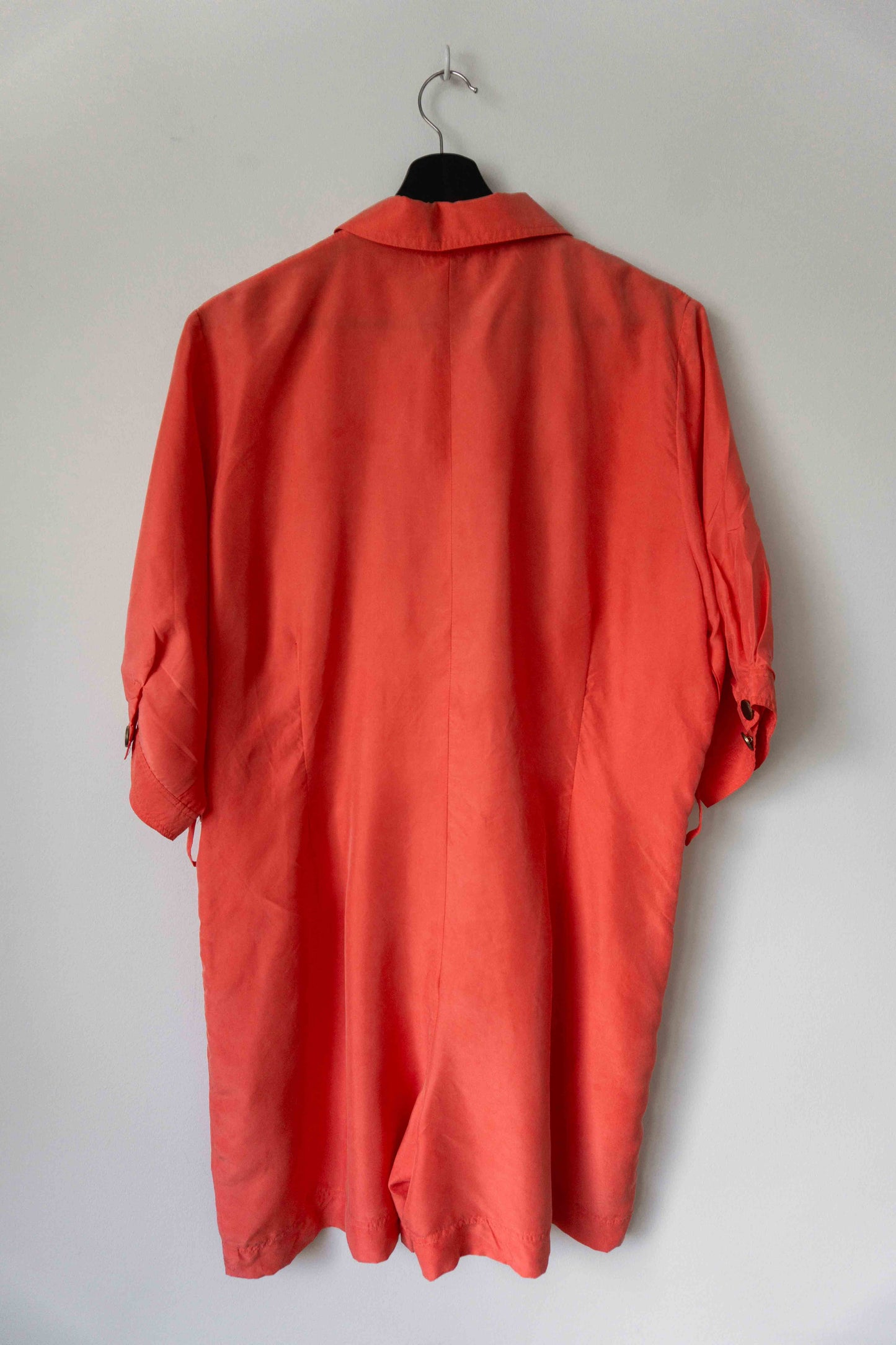 Vintage 80s Jumpsuit Seide Koralle Fließend