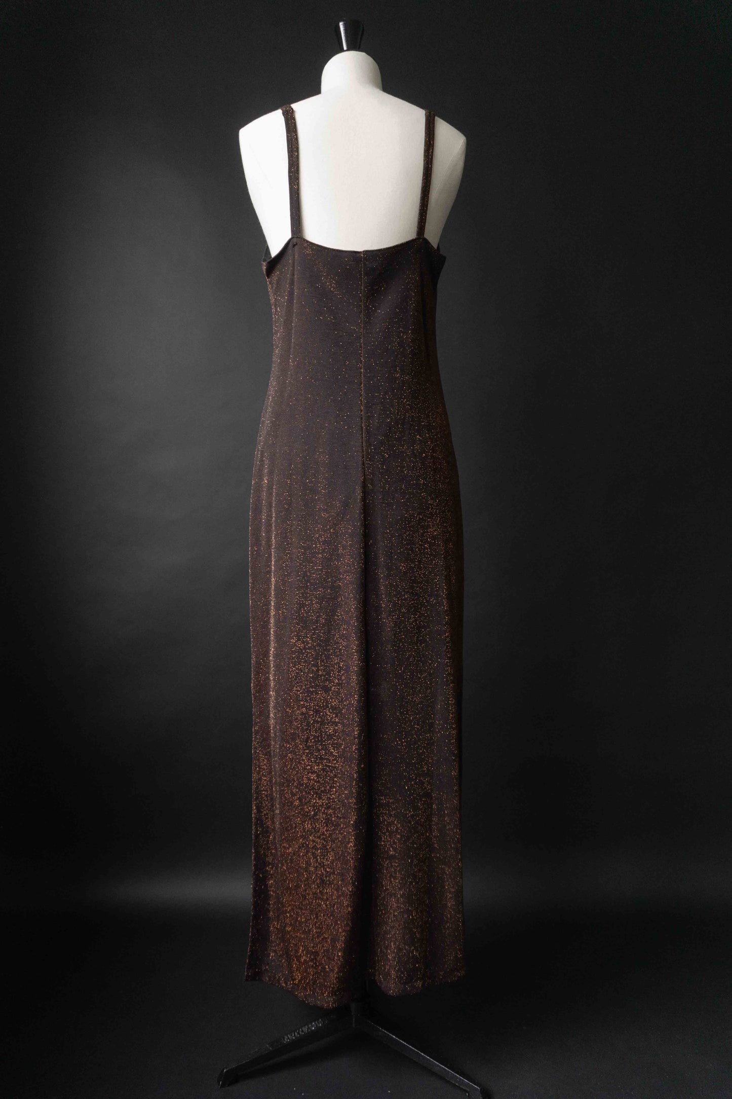 Glitzer Mesh Maxikleid schwarz orange Vintage Gothic