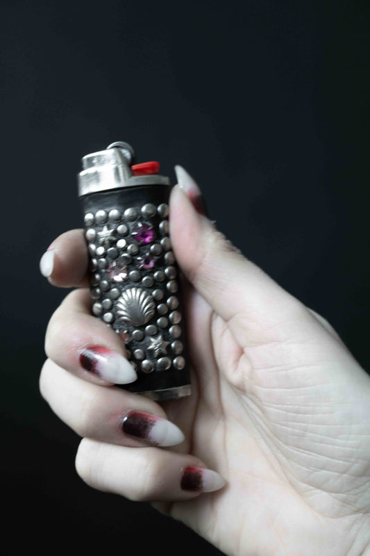 Vintage Kolster Feuerzeug-Etui aus schwarzem Leder