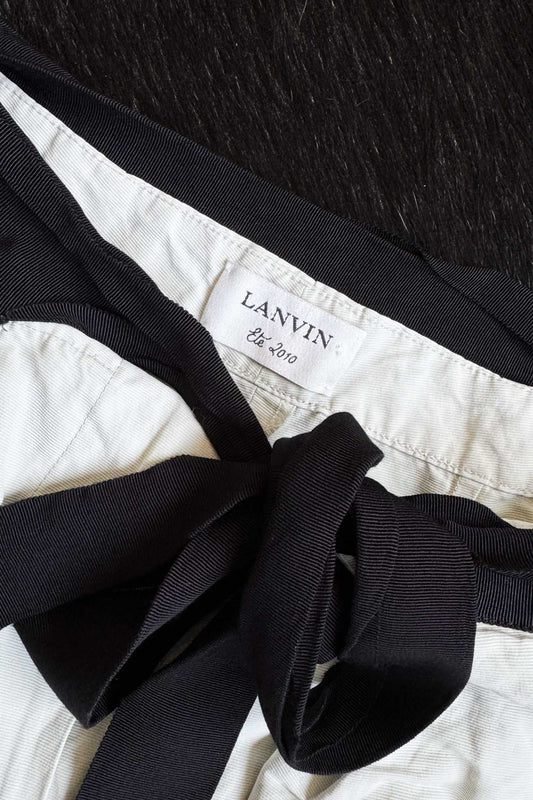 Lanvin Vintage-Hose mit offenen Kanten und schwarzem Band