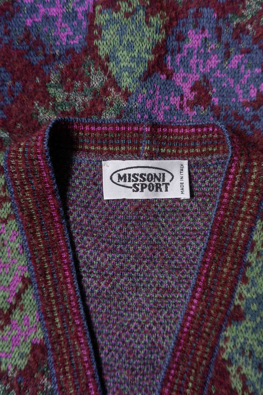 Vintage Missoni Strickweste Bunt Gemustert Knöpfe