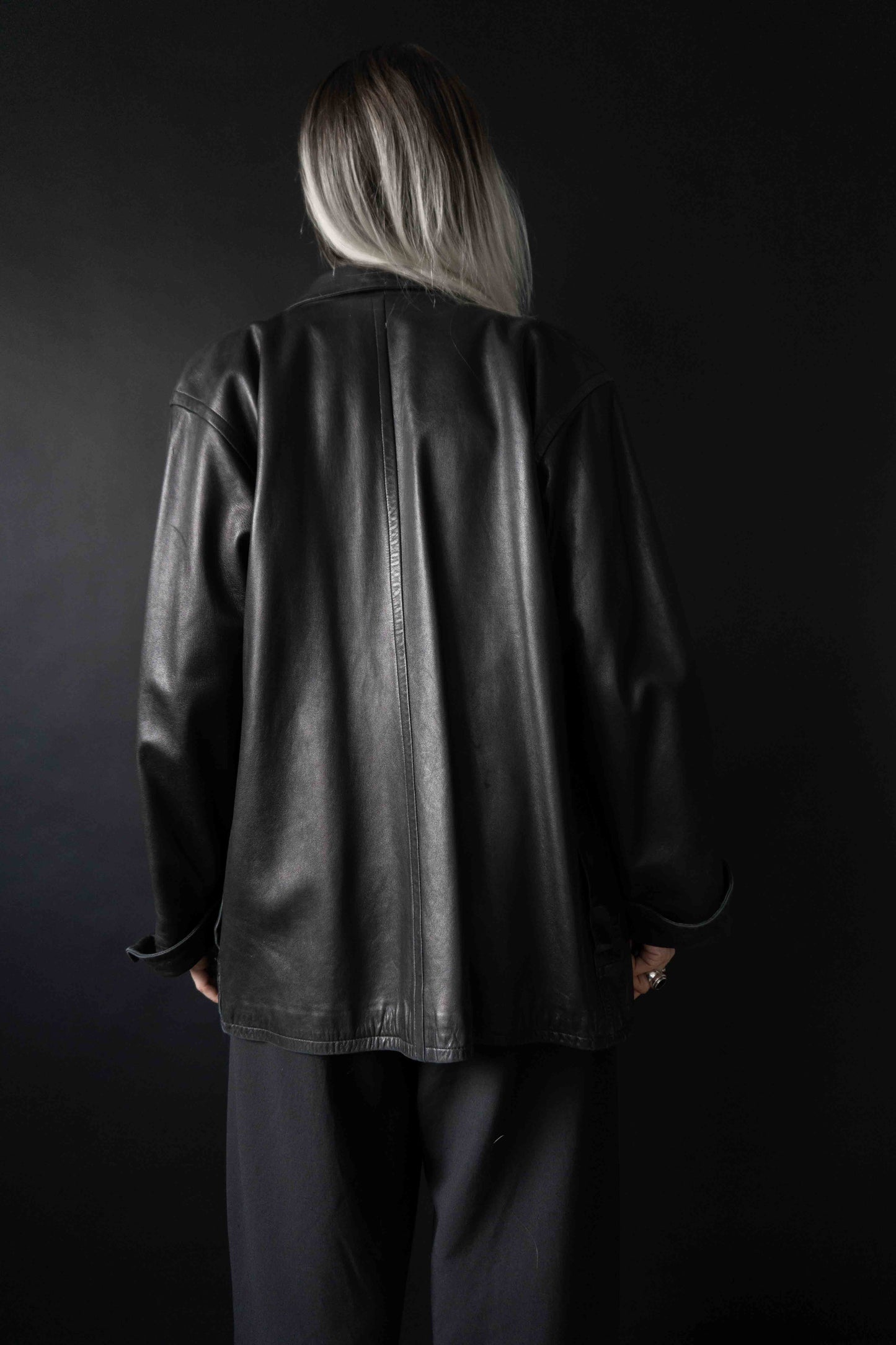 Vintage Yves Saint Laurent Lederblazer Schwarz 80s