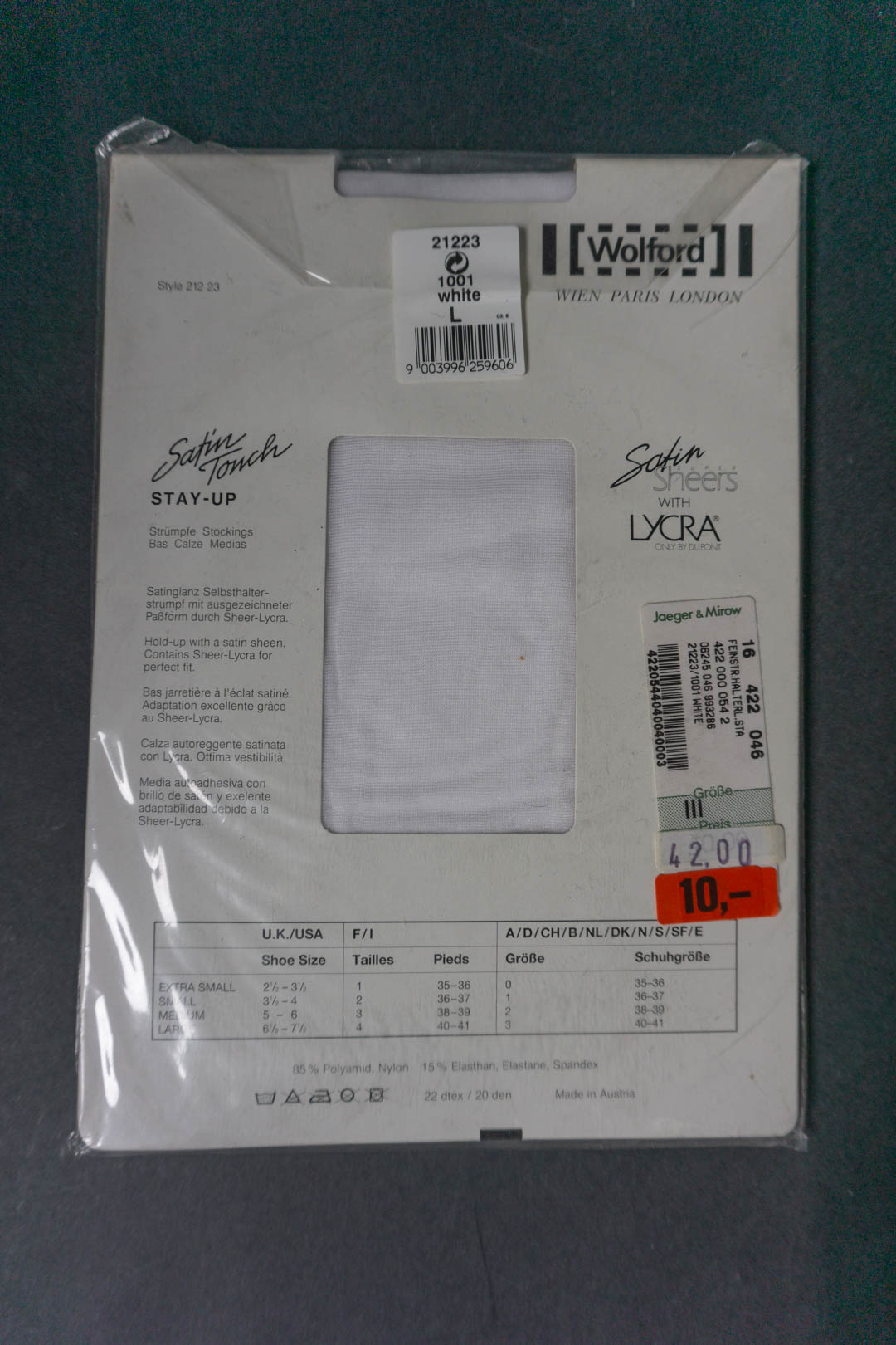 Weiße Wolford Vintage Stay-Up-Strümpfe mit Spitzenrand in Originalverpackung