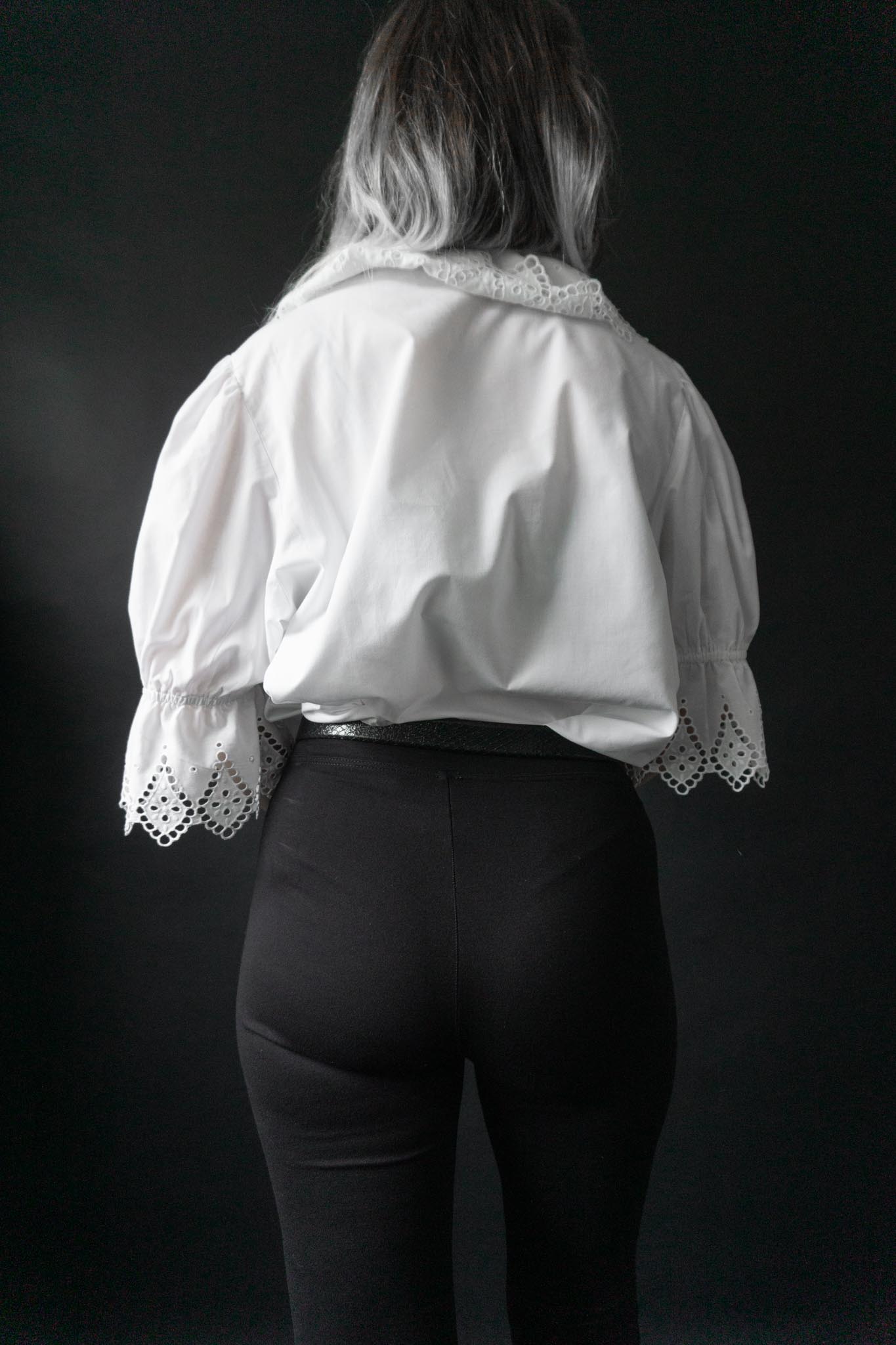 Vintage Bluse Tracht Folklore weiße Spitze