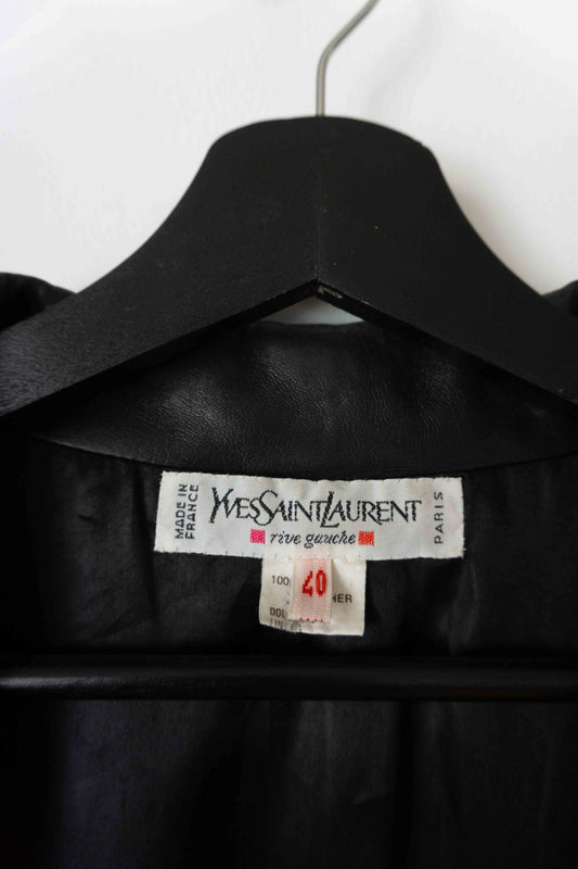 Vintage Yves Saint Laurent Lederblazer Schwarz 80s