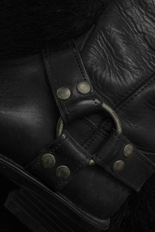 Schwarze Vintage Cowboy Boots mit Square-Toe von His, Leder, Gr. 41