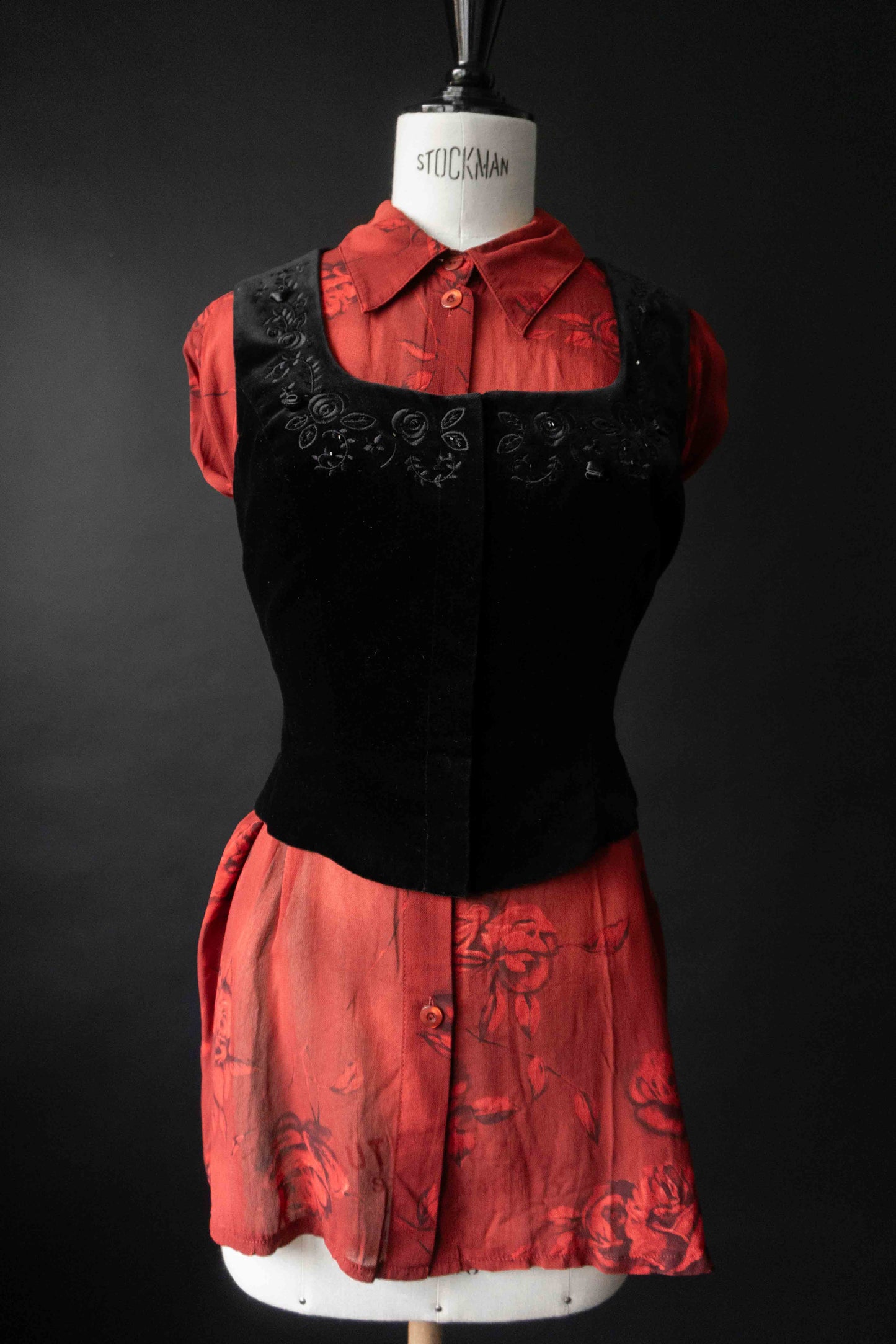 Vintage Bluse Rosenmuster Viskose Sommerlook