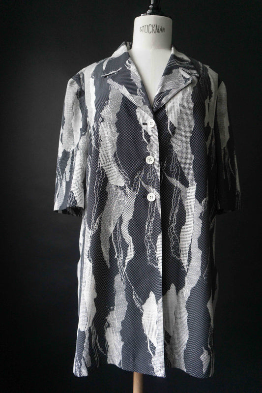 Vintage Bluse Viskose navy weiß Sommermuster