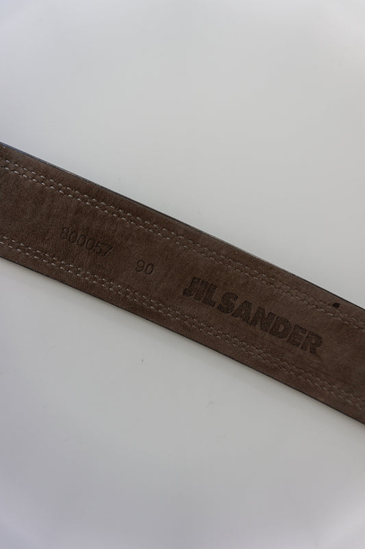 Vintage Jil Sander Leder-Gürtel – Schwarz mit Goldener Runder Schnalle