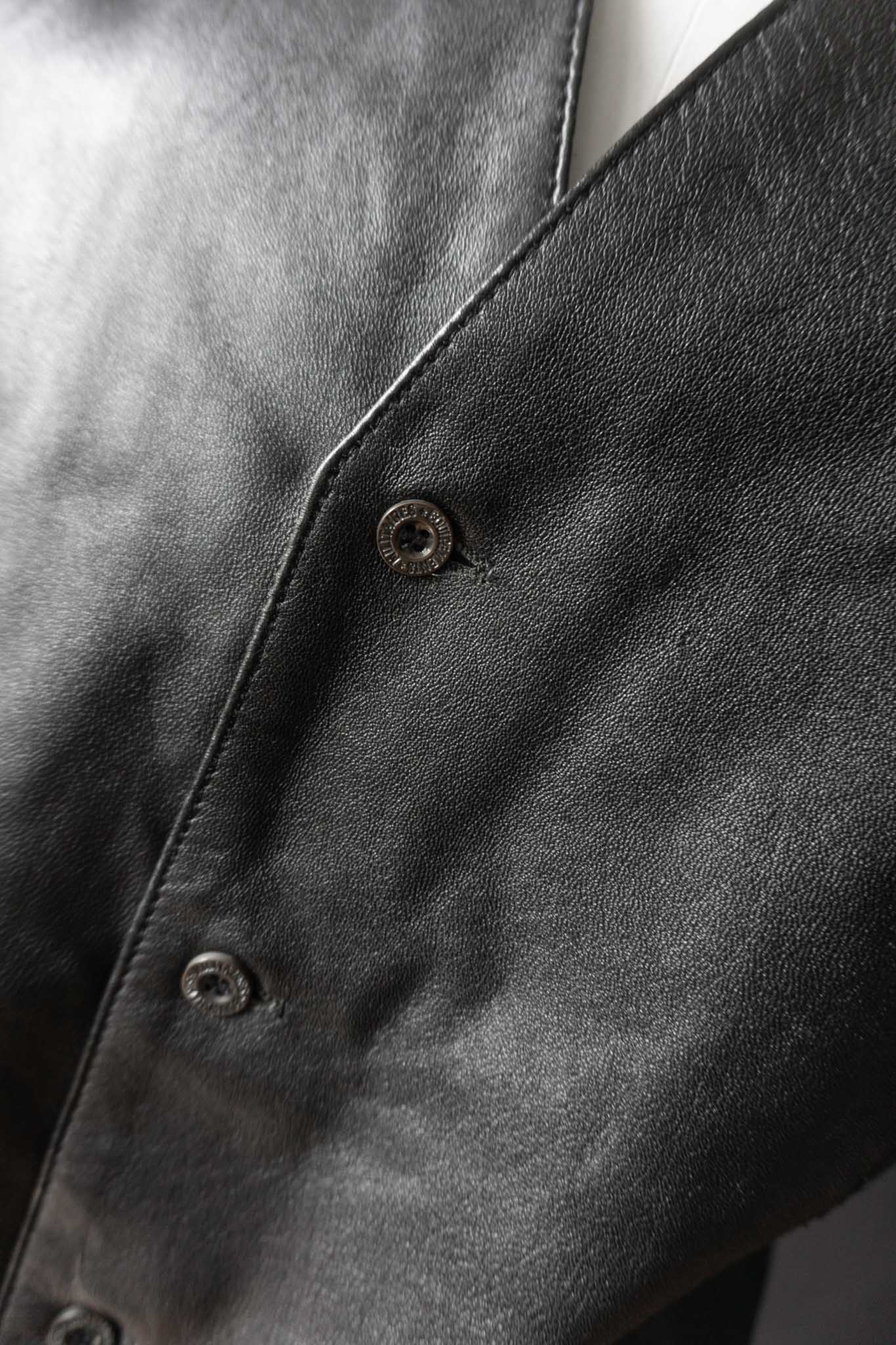 Vintage Lederweste in Schwarz mit Schnalle – Lederjacke für Damen in XL